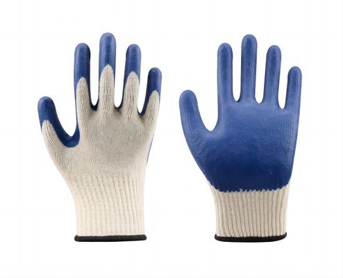 comprar Luvas mergulhadas em borracha de polialgodão de calibre 10 com revestimento liso de látex e design traseiro aberto para segurança industrial Fabricação em linha