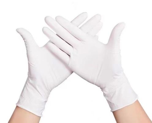 comprar Luvas de látex descartáveis sem pó, com punção texturizada e com certificação CE EN455 Fabricação em linha