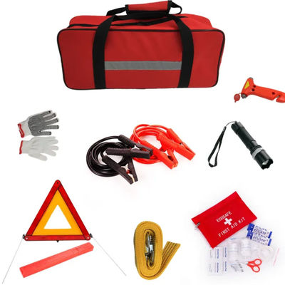 comprar Saco vermelho com impressão de logotipo Kit de emergência rodoviário de carro para acampamento familiar e carro com 2 anos de vida útil Fabricação em linha