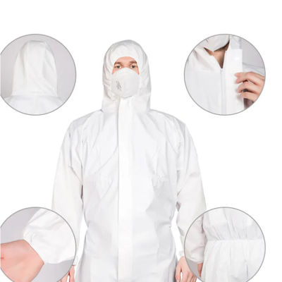 Bom preço. O terno protetor descartável Microporous do corpo do polipropileno da combinação 60GSM espirra resistente on-line