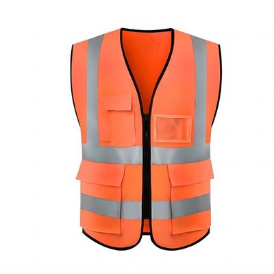 Bom preço. Veste reflexiva seca rápida industrial da segurança de construção do poliéster da veste da segurança com bolsos on-line